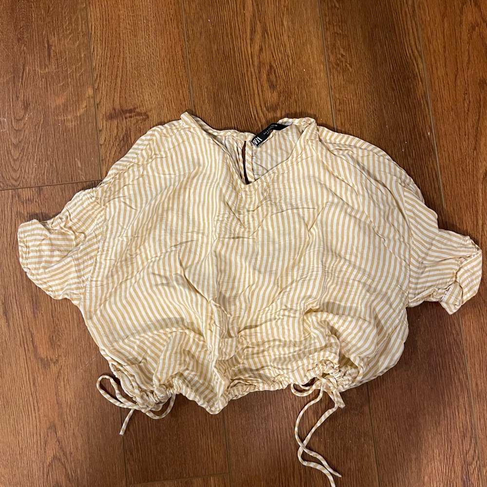 Zara Yellow Striped Women's Crop Top